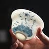MULTIPOTENT Blue Lotus Hand-Painted Porcelain Gaiwan Tea Set