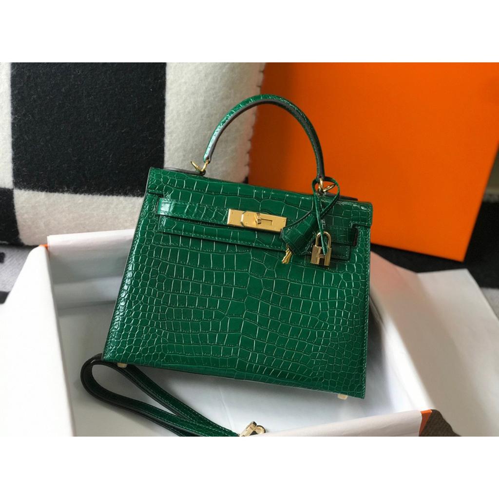 Leather second-generation crocodile pattern first layer cowhide portable shoulder messenger bag commuting 25cm commuting wind