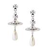 Earrings Pearl Westwood Saturn Retro Jewelry Women Gifts Diamond Color