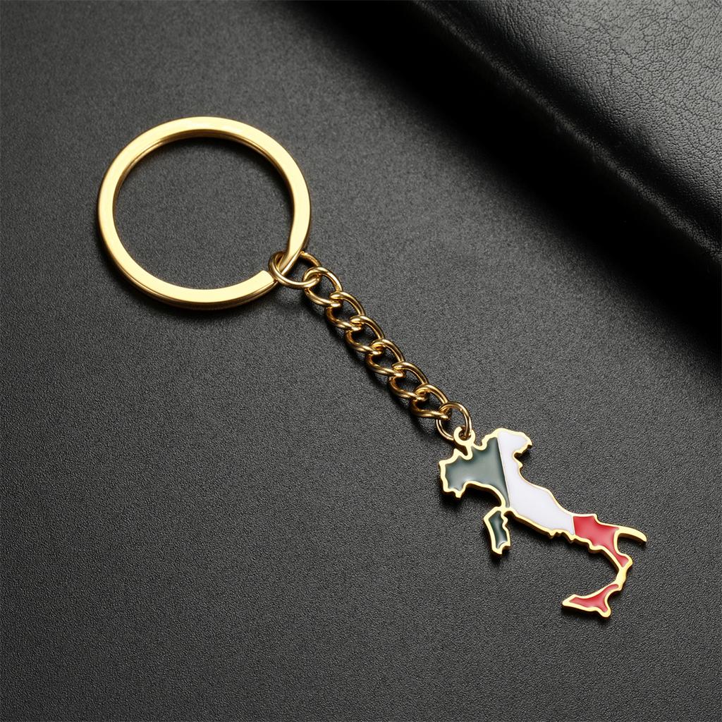 EUEAVAN Drip Oil Italy Map Keychain Stainless Steel Italian Country Flag Pendant Keyring Souvenir Jewelry Wholesale