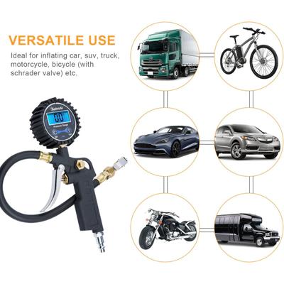 Digital Tire Inflator with Pressure Gauge Air Chuck and Compressor Accessories with Rubber Hose