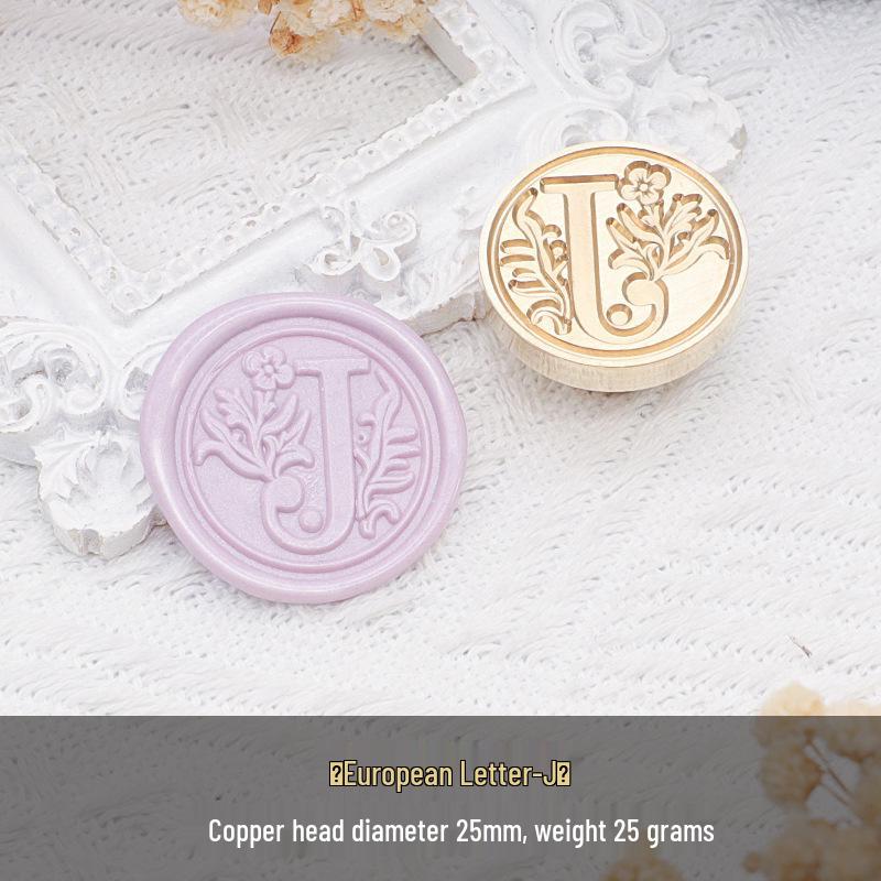 Wax Seal Stamp Head with 26 A-Z Letter Patterns - Retro Copper Design for Envelopes