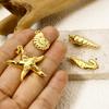 2 PCs Brass Ocean Jewelry Pendants For Jewelry Making 18K Real Gold Plated Shrimp Starfish Conch Charms DIY Necklace Findings