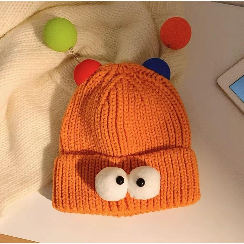 Chapéu de Tricô de Monstro Pequeno de Olhos Grandes Desenho Animado Para Mulheres Fofo Excêntrico Casais Gorro de Inverno