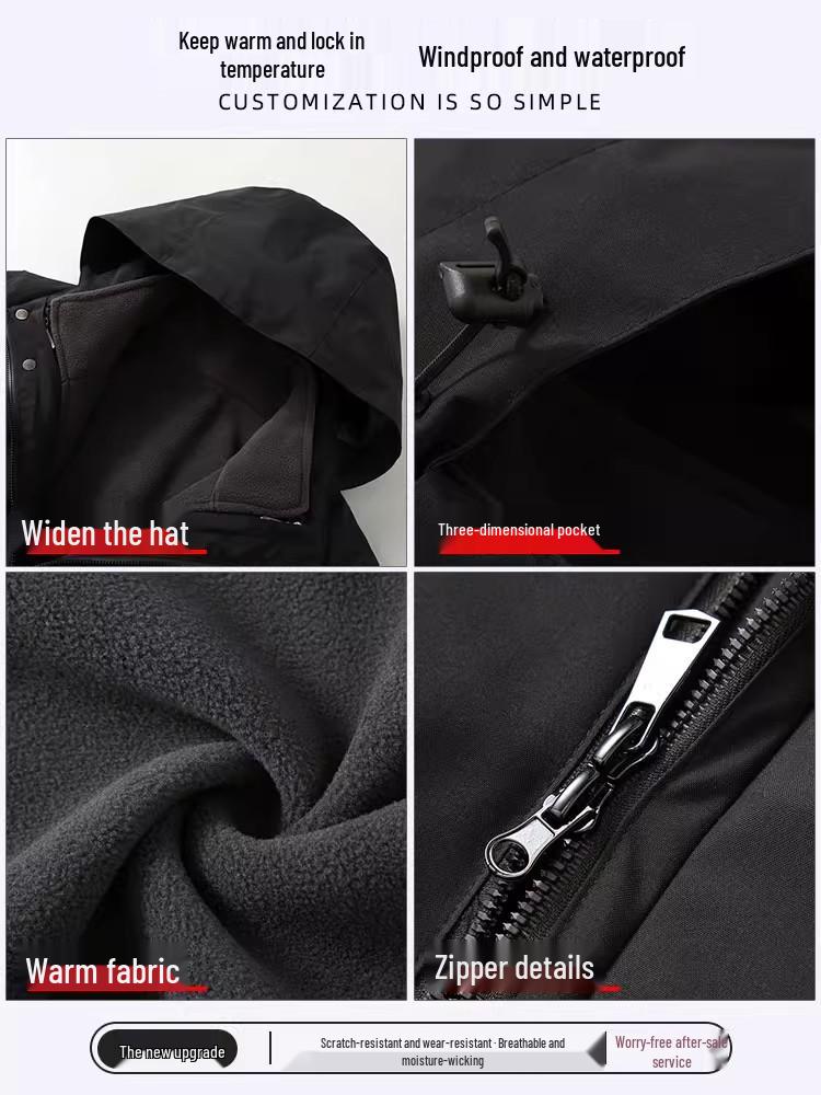 Custom Camouflage Three-in-One Jacket with Logo, Men's/Women's Fleece Workwear for Autumn/Winter, Made-to-Order with Custom Printing
