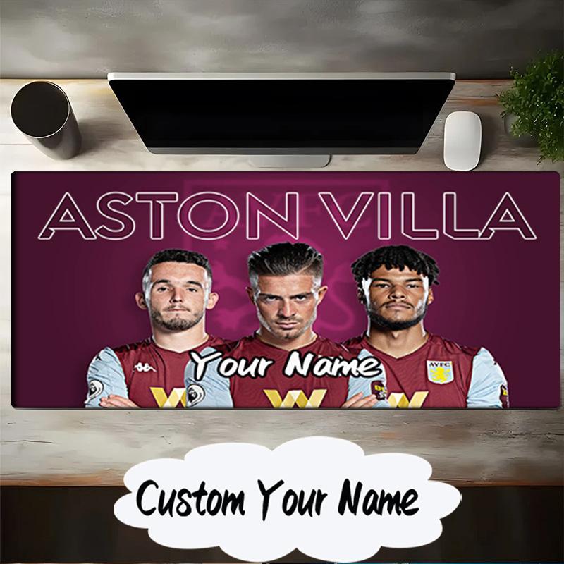 Custom Name Mouse Pad Aston Villa Fc Crest Mouse Pad, Gaming Mouse Pad, Keyboard Pad, Desk Decor for Computer Notebook Fan Birthday Gift
