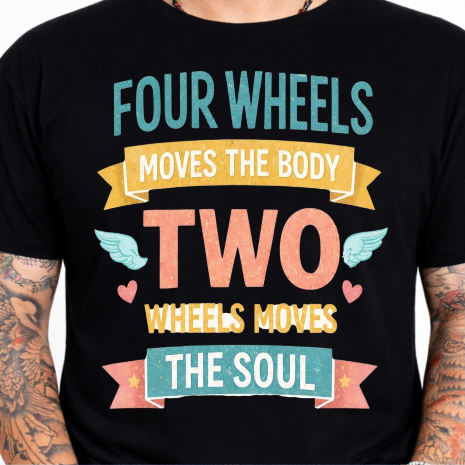 Motorcycle T-Shirt Two Wheels Move The Soul Biker Rider Vintage Gift Graphic Tee S