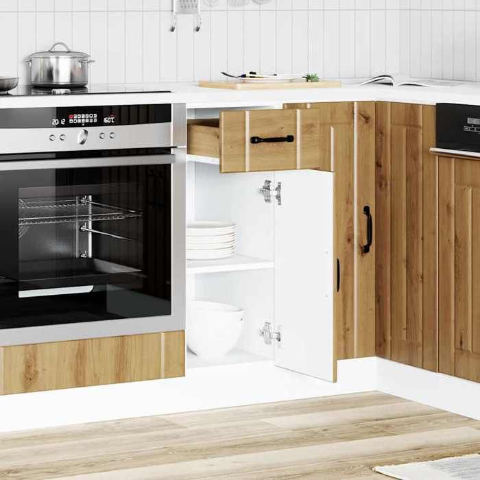 VidaXL Armoire de cuisine Lucca chêne artisanal bois ingénierie, meuble d'évier, meuble de cuisine avec tiroir, meuble de 853706