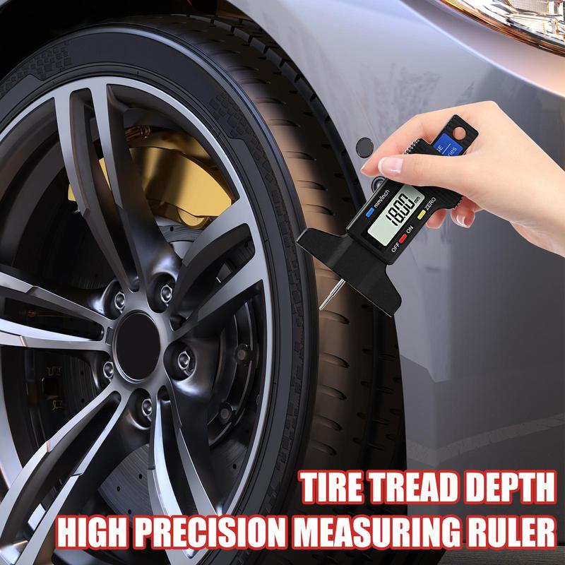 Digital Depth Gauge Caliper Tread Depth Gauge LCD Tire Tread Gauge For Car Tire 0-25mm Measurer Tool Caliper Repair Tools