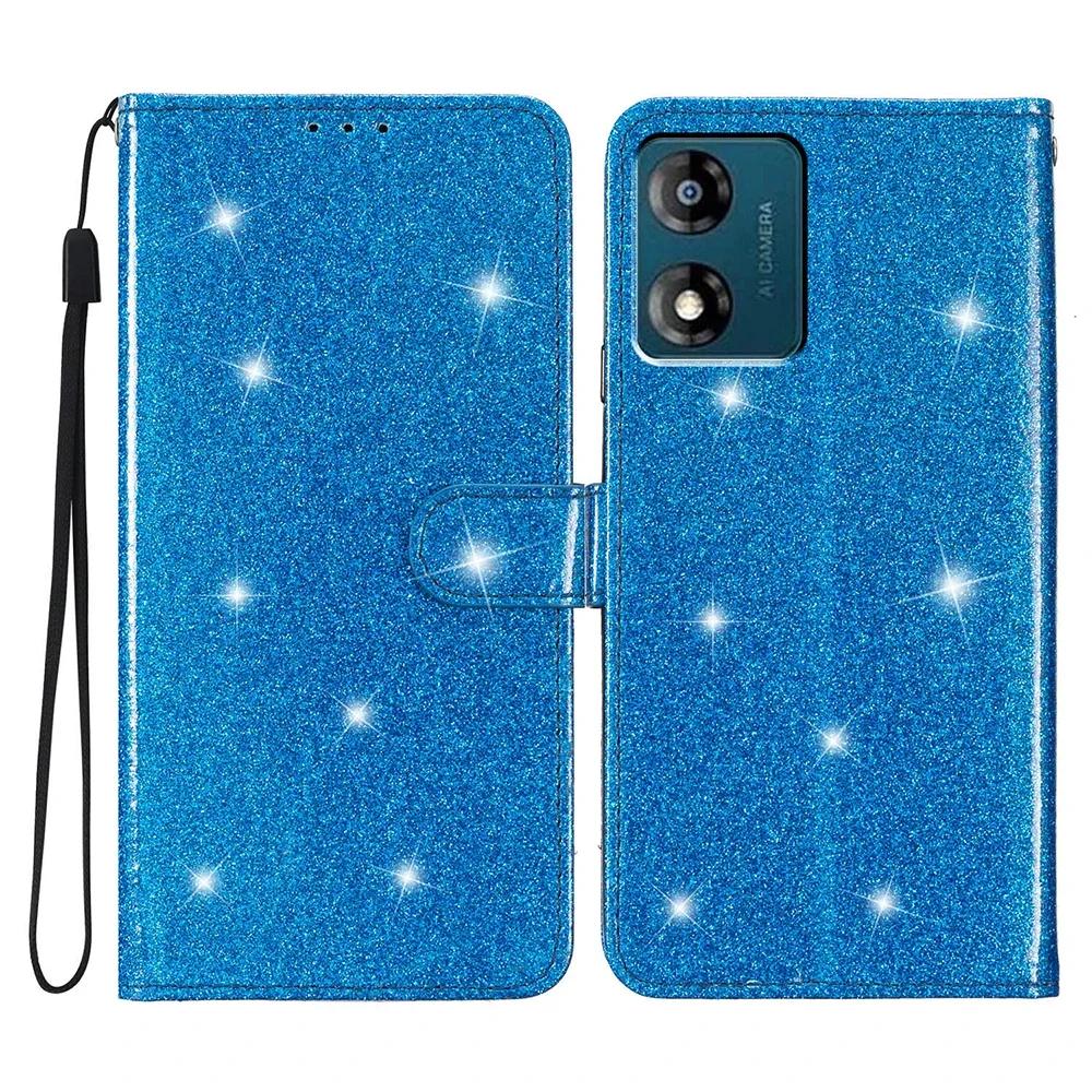 Bling Flash Leather Protect Case For Moto G04 G05 G13 G14 G15 G22 G23 G24 G31 G35 G41 G52 G53 G62 G73 G75 G84 G85 Wallet Cover