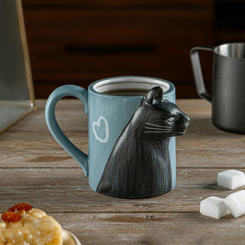 Couple Cat Mugs Gift Set, Ceramic Coffee Cups, Cute Birthday Present with Gift Box