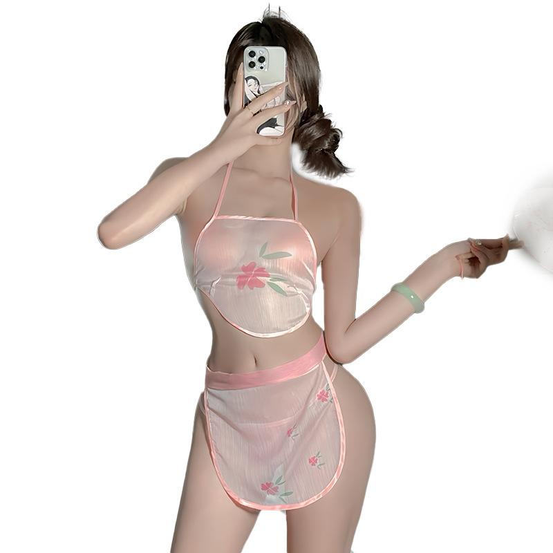 Erotic lingerie women's retro perspective belly pocket seductive sexy hanfu pajamas cosplay suit