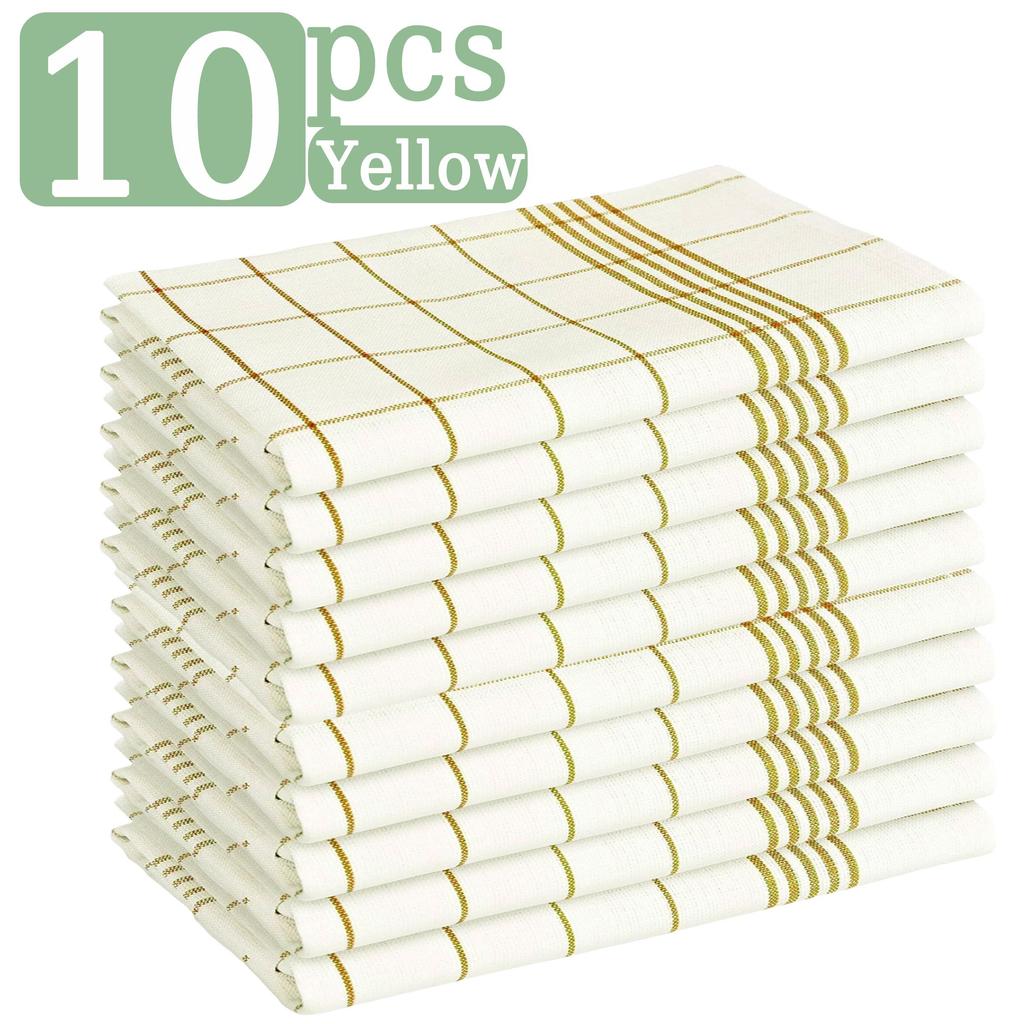 6/12Pcs Kitchen Towels, HOOHNICE, Classic Plaid Dish Towel Scouring Pad
