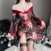 Sexy Japanese Flower Extreme Erotic Erotic 4 Piece Open Waist One Size Fits Fishnet Tights Included [YUEEI] Yukata, Oiran, Cosplay, Kimono, Style,
