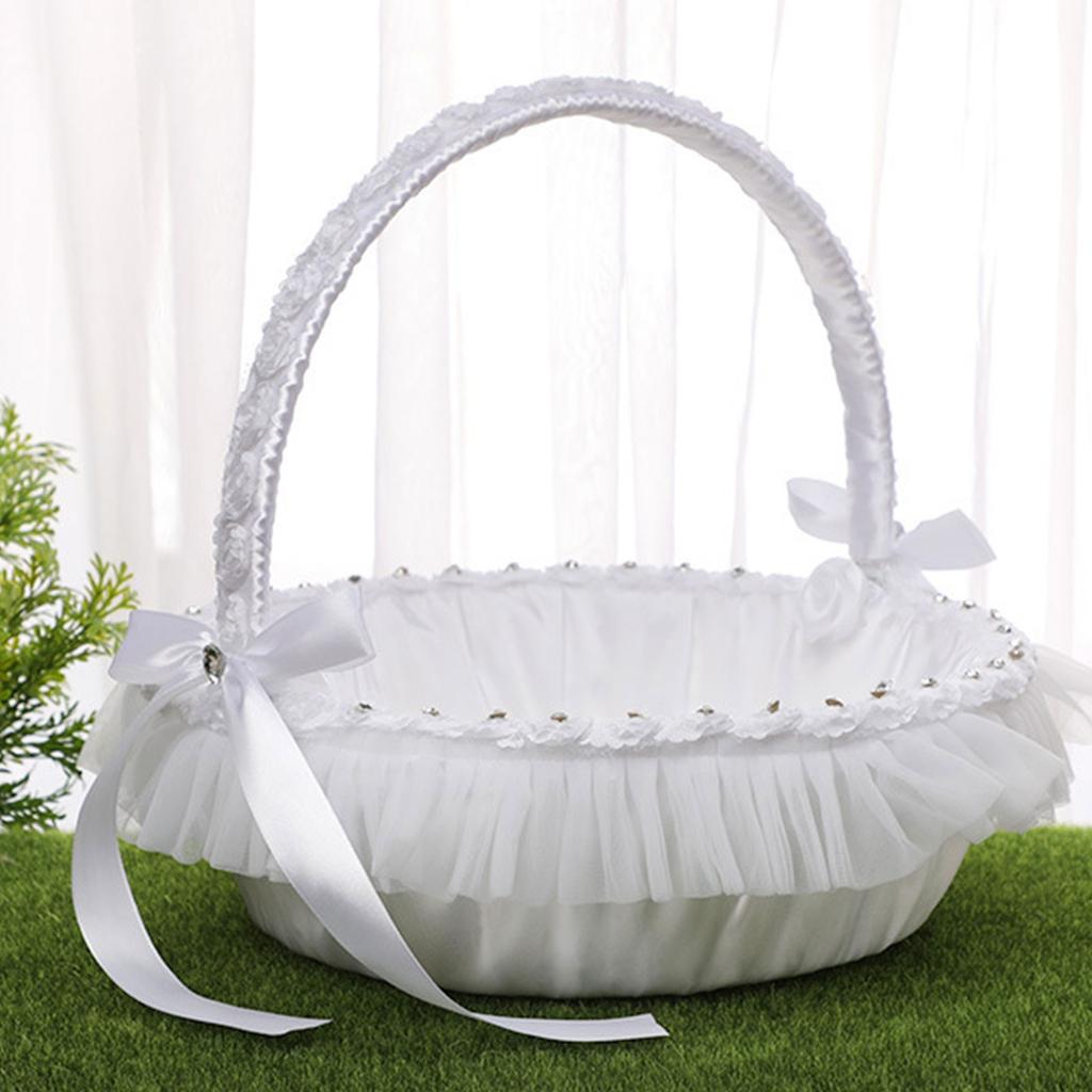 Wedding Flower Girl Basket Simple Lace for Rhinestone Collection Royal Design with Lace Flowers Roses Ig Popular for Par