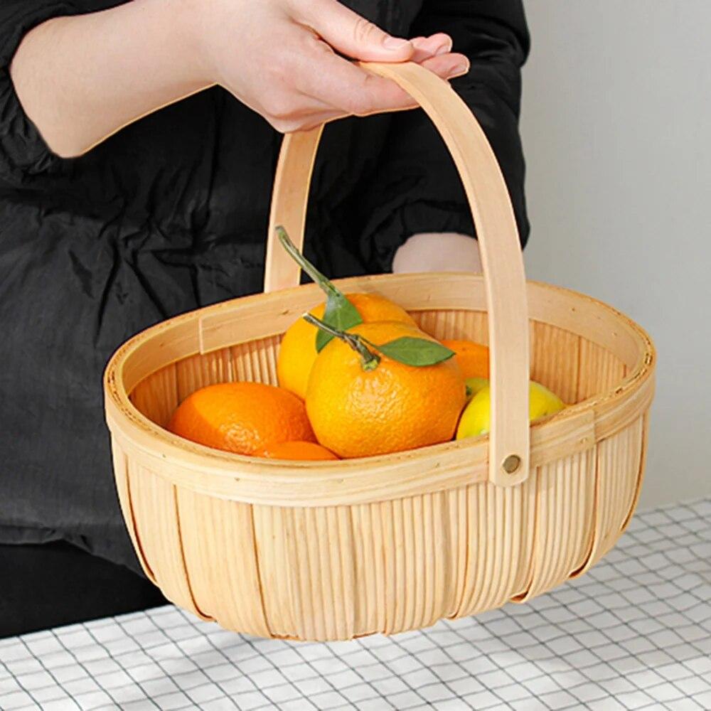 Fruit Basket Picnic Handbag Storage Baskets Kitchen Home Storage Organization