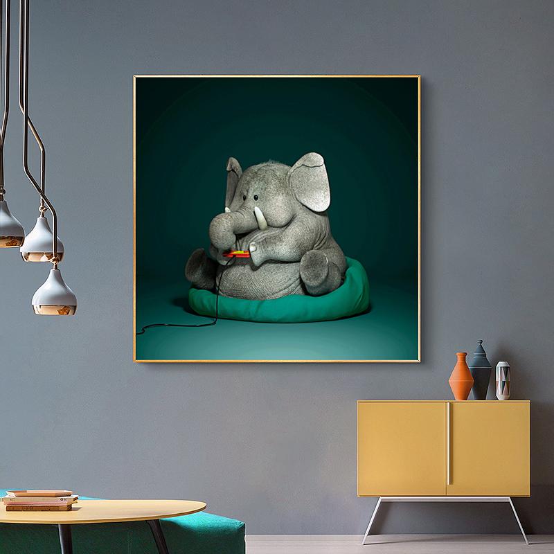 Nordic Cute Animal Posters Funny Giraffe Panda Cat Phone Canvas Painting Wall Pictures for Living Room Decor Kids Room Cuadros