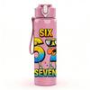 1PC Colorful Six Seven Number Print 750ml Color Plastic Sports Water Bottle Leakproof Flip Straw Lid Suitable for Sports Office Home Use