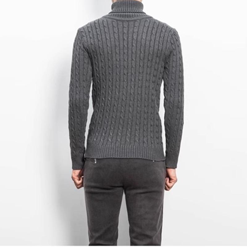 Spring and Autumn Men's Knitwear Korean Version Slim Fitting High Neck Pullover Warm Fried Dough Twists Sweater Casual Bottoming Sweater Top