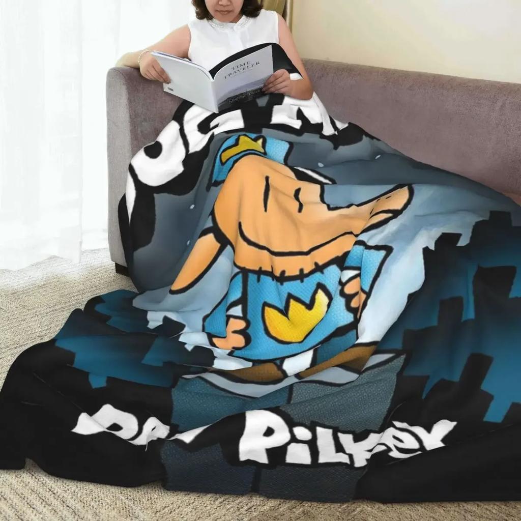 Coperta da divano Cane Uomo Dogman e Amico Coperta in Microfibra Quattro Misure Cartone Animato Portatile Adatta per Divano Coperta Anti-Pilling