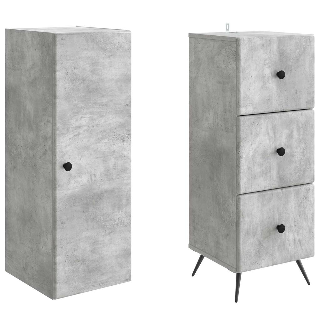 2 Piece Cabinet Set Concrete Grey 34.5 x 34.5 x 90 cm Engineered Wood