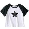 2KWEIRD Female Y2K Clothes Star Tops Women Tshirt Harajuku Retro Fashion Gothic Short Sleeve Crop Sexy Tops Aesthetics Tops Short Navel