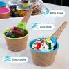 7pcs Vibrant Color Ice Cream Bowls with Spoons Dessert Sundae Dishes Set for Birthday Holiday Party Ice Cream Favor Gift Decor
