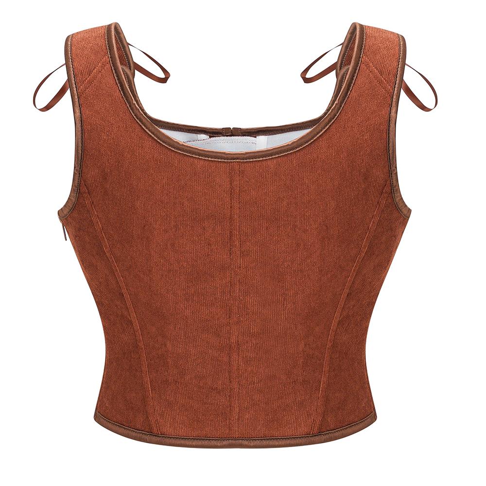 Chaleco Verde Victoriano Vintage Femenino Cierre Lateral y Cordones Delanteros Tank Corsé Punk Gótico Ropa Sexy Corselet Feminino