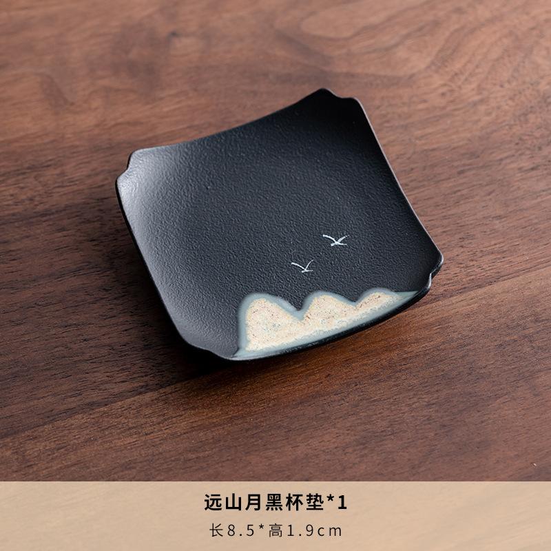 Zen Square Ceramic Coaster Tea Cup Holder Heat Insulation Pad Vintage Tea Set AccessoriesHome Use for Tea Ceremony Kitchen Table