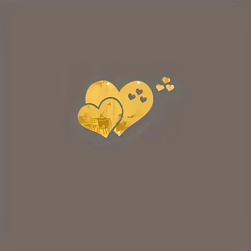 5-Piece Heart-Shaped Acrylic Mirror Wall Stickers - Self-Adhesive Decorative Decals for Bedroom, Living Room, or TV Background Wall.