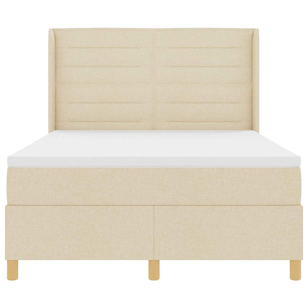Box Spring Bed with Mattress Cream 160 x 200 cm Fabric