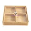 Bamboo Divided Serving Tray with Clear Acrylic Lid Dried Fruit Storage Box 4 Grid Nuts Platter Snack Candy Plate Container
