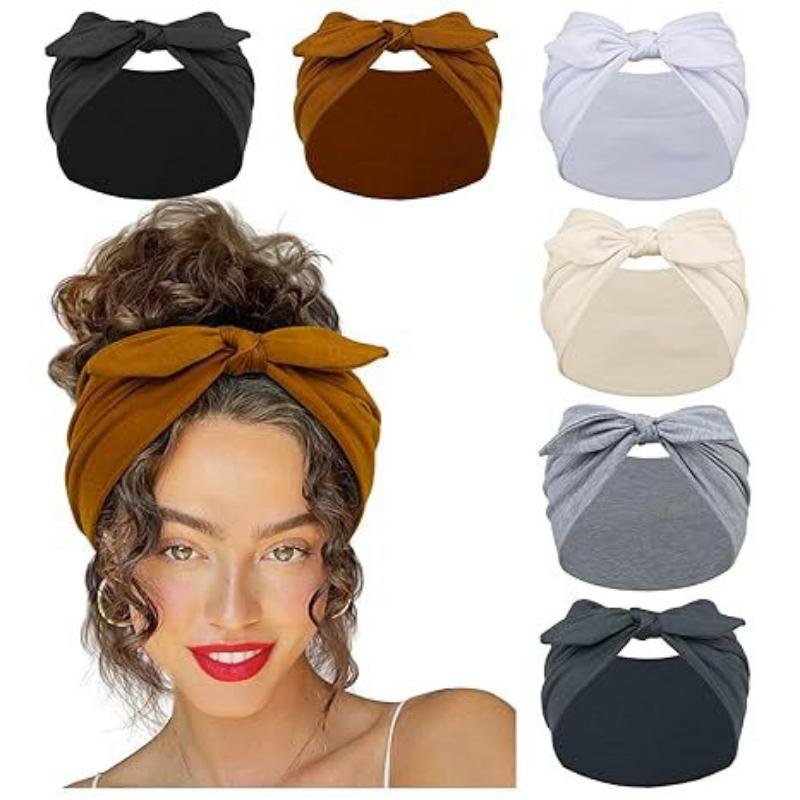 Knotted Rabbit Solid Color Elastic Ear Bow Headband Yoga Sports Headband Sweat-absorbent Antiperspirant Elastic Headdress