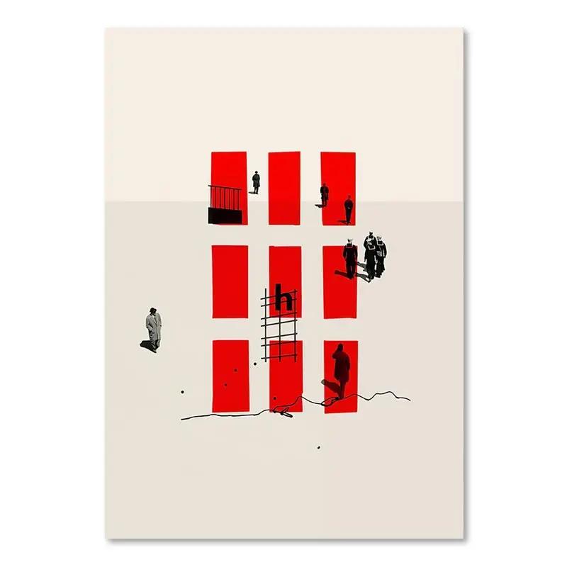 Nordic Figure Wall Art Canvas Painting Humorous Posture Poster and Prints Modern Wall Colorful Picture for Living Room Decor