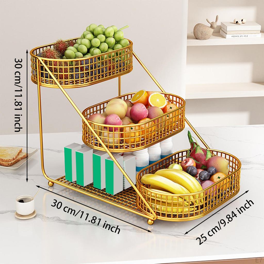 3 Tier Countertop Fruit Basket Fruits Stand Holder Vegetables Storage Rack for Kitchen