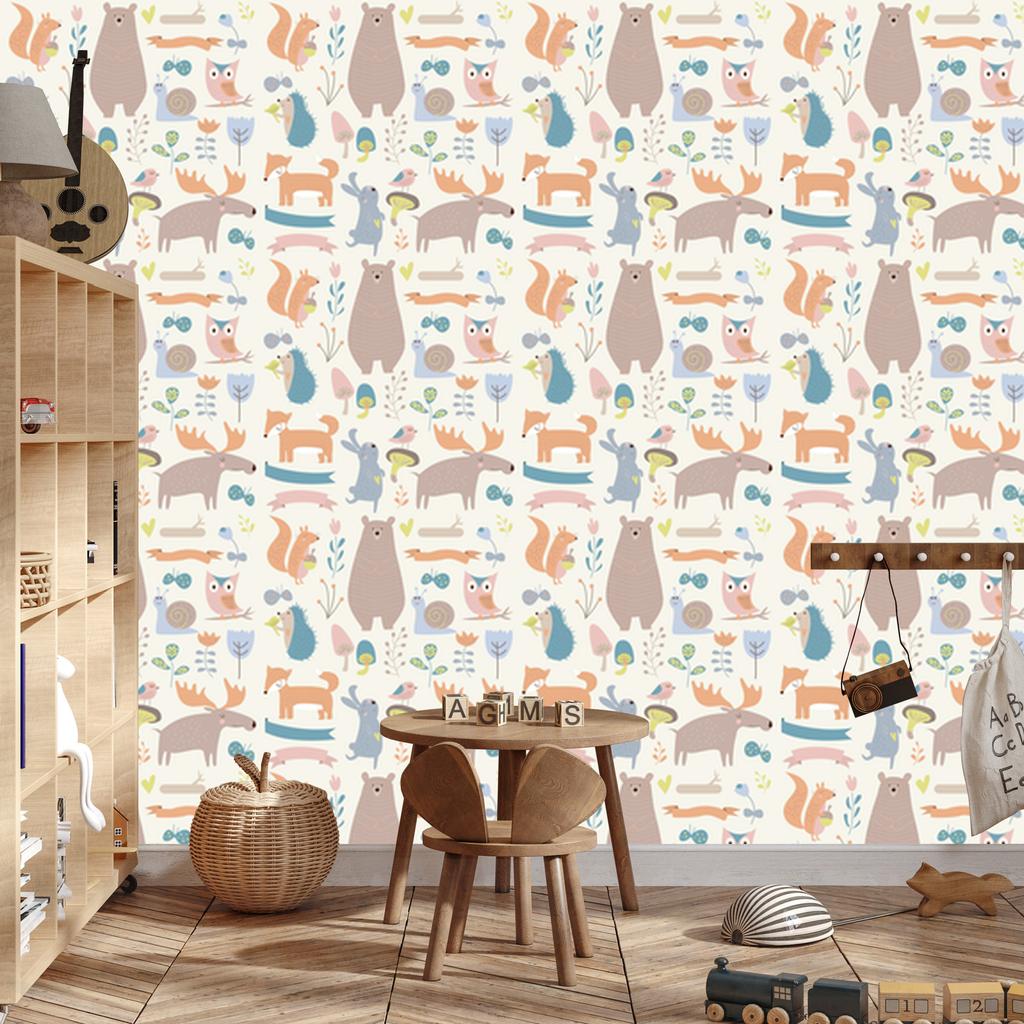 Forest Animals and Friends Wallpaper for Living Room and Bedroom 50x1000