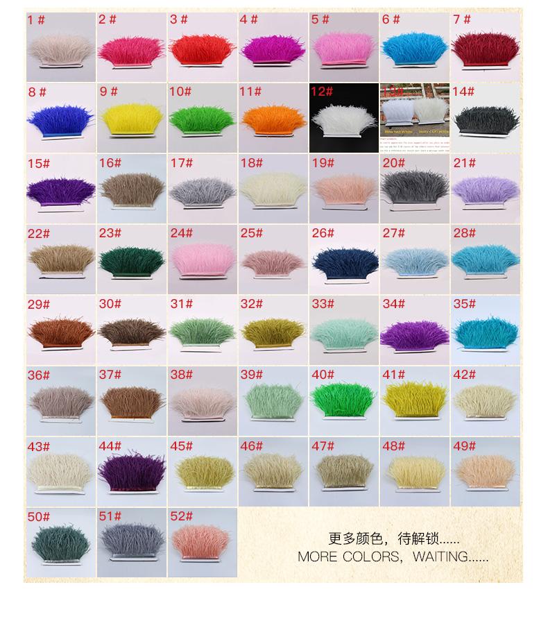 Feather1 Meter Multicolor Ostrich Feathers Trimming Ribbon 8-10cm Natural Feathers for Dress Clothing Dress Decoration Sewing Crafts