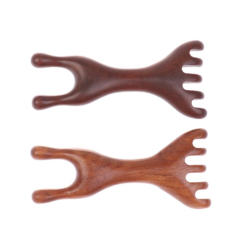 Sandalwood Scalp Massager Sandalwood Deer Antlers Wide Tooth Comb Meridians Dredging Scalp Facial Massage Comb Gua Sha Comb
