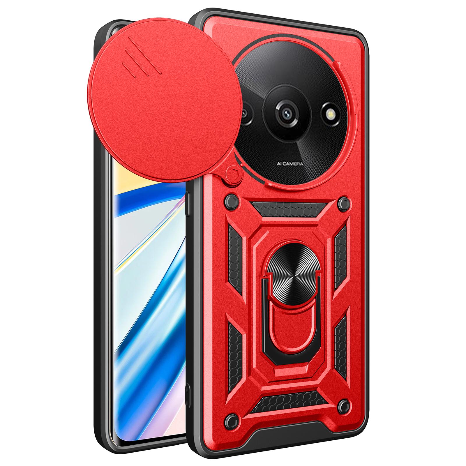 

For Xiaomi Redmi A3/Poco C61 4G Phone Back Case Camera Protection PC+TPU Scratch-Resistant Cover Red