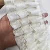 Tres capas de gasa plisada 3D con encaje bordado DIY para puños de vestido de niña, dobladillo de falda, ribete esponjoso para funda de sofá, accesorios de costura