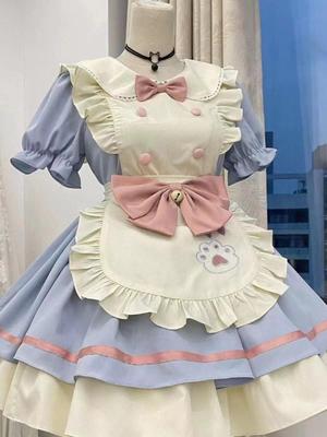 Süßes japanisches Lolita-Mädchen-Dienstmädchen-Cosplay-Kostüm mit Schleife