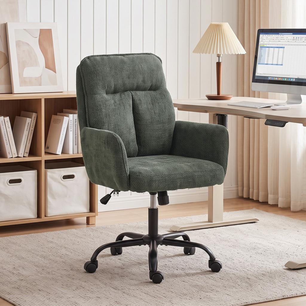Ergonomic Office Chair, Height Adjustable, Wide Seat, Rocking Function, Dark Green