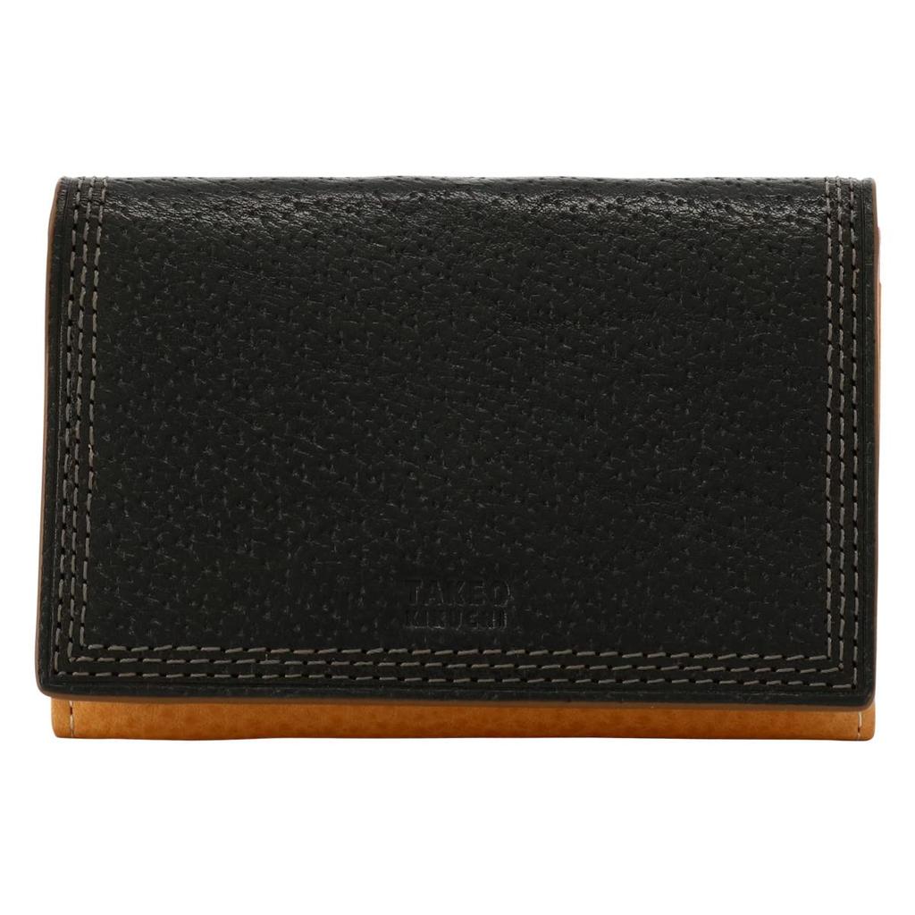Business Card Holder Genuine Leather Italian Leather 734602 Ternary Card Case Card Holder Cowhide Black [Takeo Kikuchi] Men's [01]