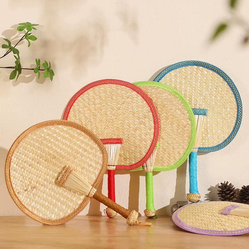 Purely Handmade Wheat Straw Woven Large Fan, Traditional Small Palm Leaf Fan, Dance Hand Fan, Handmade Baby Fan