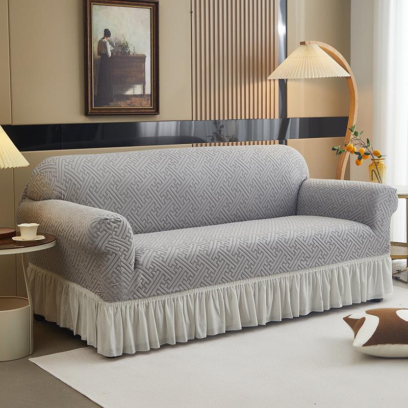 Specially For Thickened Elastic Sofa Cover All-Inclusive Universal Cover All Seasons Universal Jacquard Fleece Fabric Cover