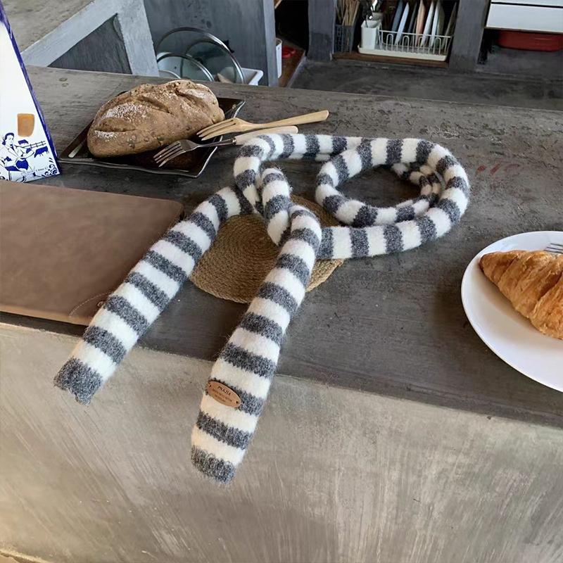 Осенне-зимний полосатый универсальный теплый шарф в корейском стиле, студенческий шарф