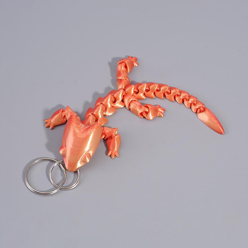 Adorable Multi Jointed Keyrings Creative 3D Printed Gecko Figurine Keychain Unique Backpack Decoration Accessories Gifts