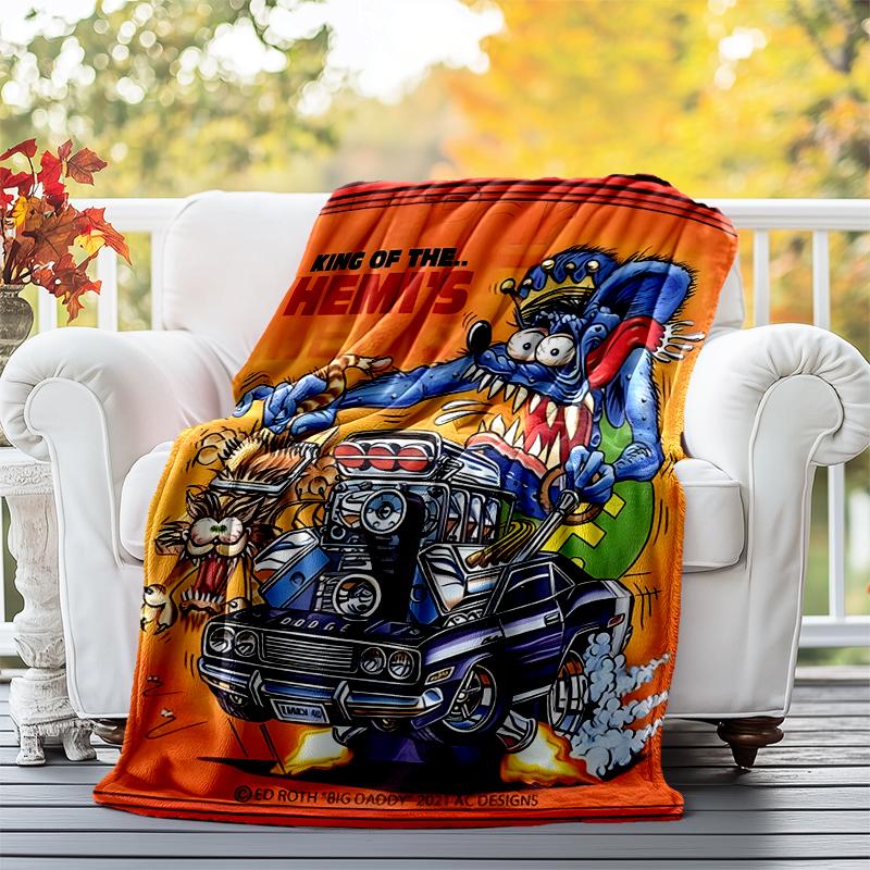 Rat Fink Power Flannel Blanket Soft All-Season Throw, Design for Camping, Car Travel, Hiking Sofa, Bed, Office Perfect Gift for Parties