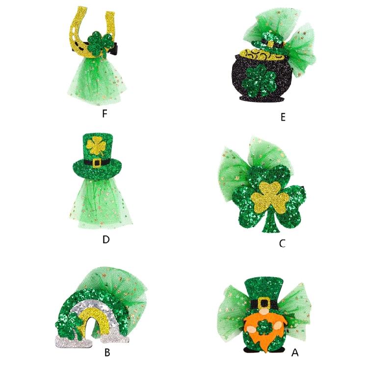StPatrick Day Decorative Hair Clip LuckyClovers Hairhoop Festive Party Hair Pins