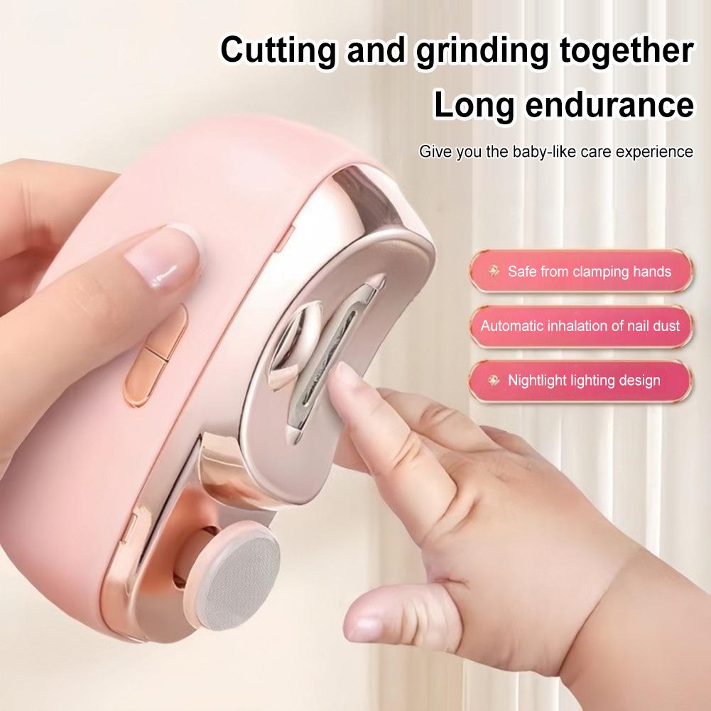 2-in-1 Electric Auto Nail Clippers with LED Light Portable Nail Polishing Grinder USB Rechargeable Electric Nail File for Senior